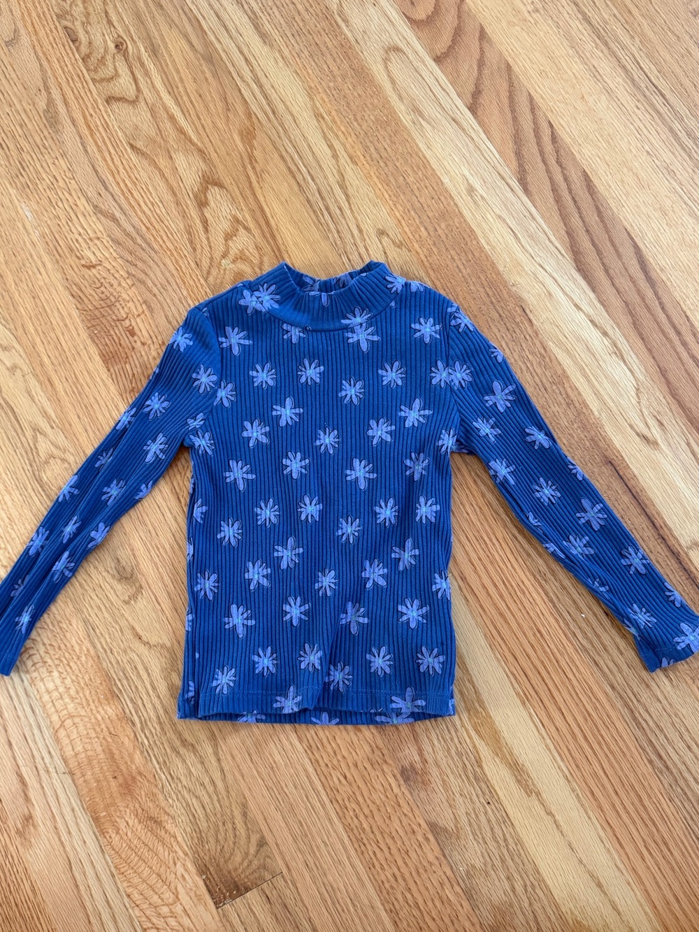 Old Navy Navy Blue Floral Ribbed Long-Sleeve Top